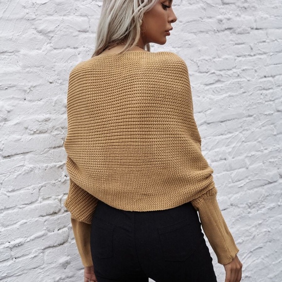 WINE off shoulder knit wrap sweater fall sweater - Picture 9 of 13